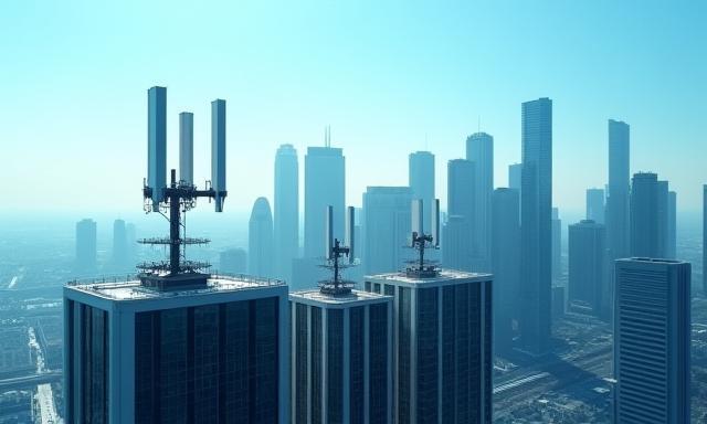 5G-Antennen in der Frankfurter Skyline