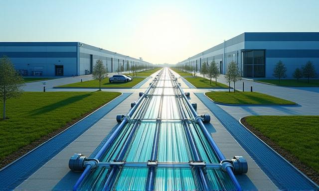 Glasfaserinfrastruktur in einem modernen Industriepark